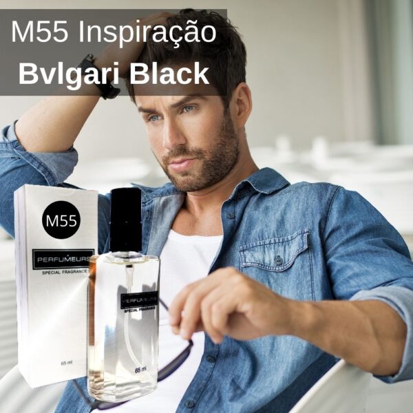 Perfume Contratipo Masculino M55 65ml Inspirado na Fragrância Importada Bvlgari Black