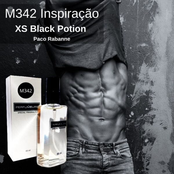 Perfume Contratipo Masculino M342 65ml Inspirado em XS Black Potion Paco Rabanne