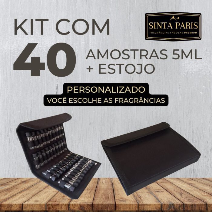 KIT AMOSTRAS PERSONALIZADO PERFUMES CONTRATIPOS SINTA PARIS Kit com 40 Amostras de 5ml + Estojo - Imagem 1