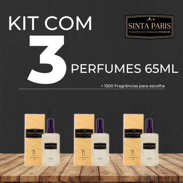 KIT 3 PERFUMES CONTRATIPOS SINTA PARIS Kit 03 Perfumes Contratipos 65ml - Imagem 1