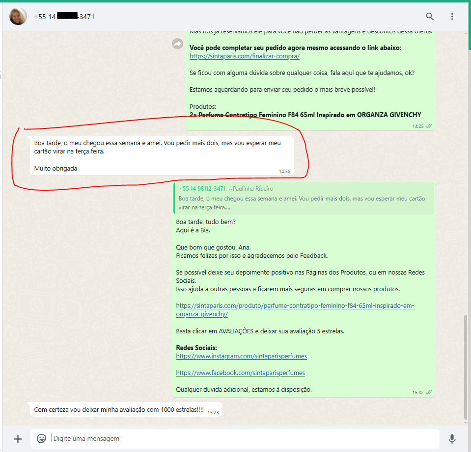 depoimentos avaliações clientes sinta paris perfumes