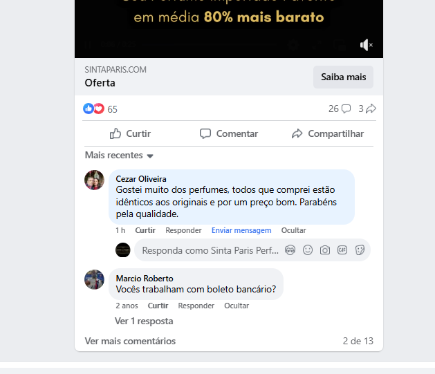 depoimentos avaliações clientes sinta paris perfumes