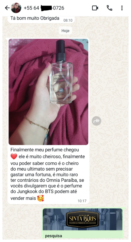 depoimentos avaliações clientes sinta paris perfumes