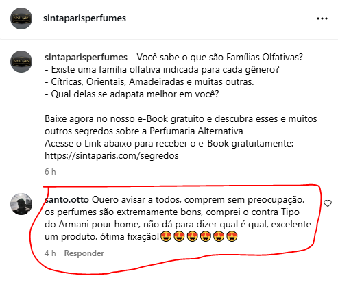 depoimentos avaliações clientes sinta paris perfumes