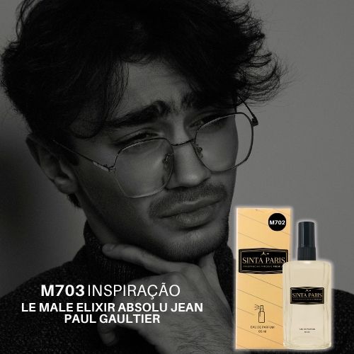 M703 Perfume Contratipo Masculino  M703 65ml Inspirado em  LE MALE ELIXIR ABSOLU JEAN PAUL GAULTIER - Imagem 1